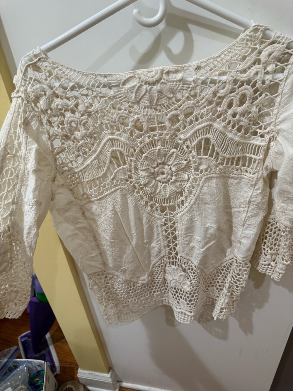 Taylor & Sage Ivory Crochet Lace Boho Blouse - Picture 6 of 6
